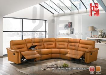 HF 2131 Cow Leather Recliner Corner Sofa Set 高级牛皮沙发