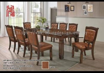 HF 8014 Solid Rubberwood Dining Set (1 Table + 2 Armchair + 6 Side Chair) ÊµÄ¾²Í×ÀÒÎ
