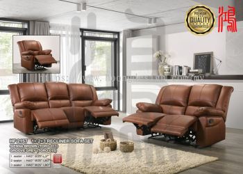 HF 2157 (1R+2RR+3RR) Case Leather Full Recliner Sofa Set PRE-ORDER 