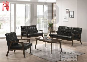 HF 8931 PU Wooden Sofa Set 1+2+3 Seater + Coffee Table 仿皮木沙发
