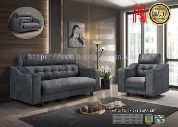 HF 2170 High Back Grey Fabric Sofa Set 1+2+3 Seater 
