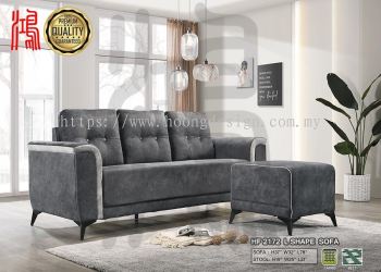 HF 2172 Grey L Shape Fabric Corner Sofa Set 