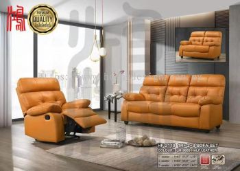 HF 2110 Orange Genuine Cow Leather Recliner Sofa Set 