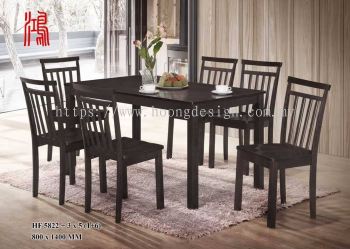 HF 5822 Solid Rubberwood Dining Set Malaysia - Cappuccino (1+6)