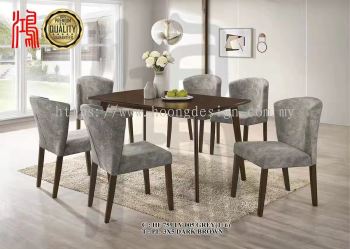 HF 759 Parson Chair (1+6) + Wooden Dining Table Set