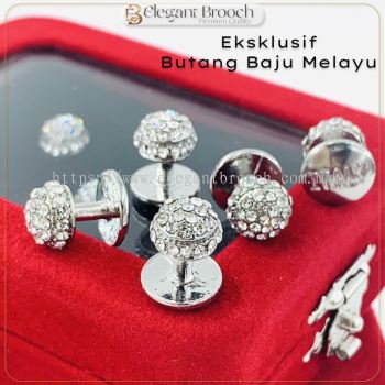 Elegant Brooch 1set [FREE BOX] Eksklusif Butang Baju Melayu Nikah Batu Korea Button Muslimin -BT23