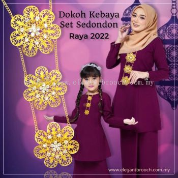 Elegant Brooch Kerongsang Set Sedondon Ibu dan Anak Traditional Dokoh Kebaya Berantai Budak dewasa Muslimah