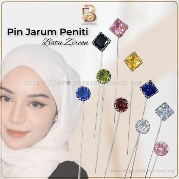 *Elegant Brooch* 2pcs Pin Jarum Peniti Batu Zircon 7mm kerongsang Pin Shawl Hijab Muslimah KZ3037w