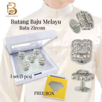 Elegant Brooch Eksklusif Butang Baju Melayu Batu Zircon [FREE BOX] Malay Button Cubic Zirconia Muslimin Nikah