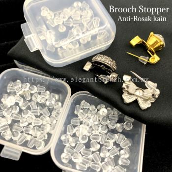 50pcs FREE BOX Brooch Stopper Silicone Rubber Anti-Rosak Tudung Kerongsang Stopper