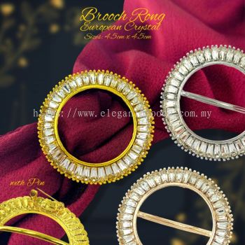 Elegant Brooch 2 in 1 Buckle Ring With Pin European Crystal Brooch Ring Kerongsang Cincin Tudung Bawal Hijab CYG3264