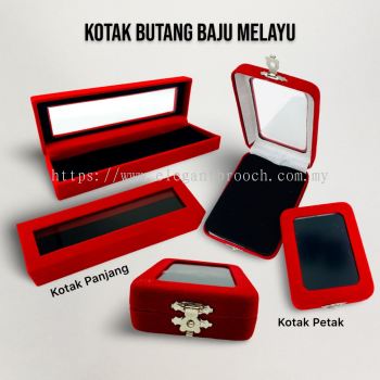 Elegant Brooch KOTAK BESI BALDU MERAH Kotak Petak & Kotak Panjang Butang Baju Melayu Kotak Hadiah Bekas Brooch