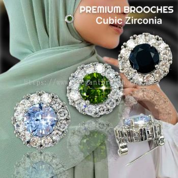 Elegant Brooch Korean Premium Brooch Batu Zircon Kerongsang Dagu Pin Tudung Hijab Muslimah CZ3364