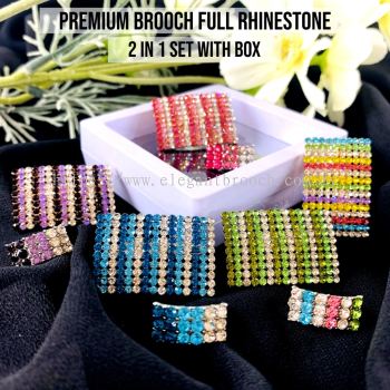 Elegant Brooch Set 2 in 1 [FREE BOX] Premium Brooch Full Rhinestone Kerongsang Hijab Pin Tudung B3337