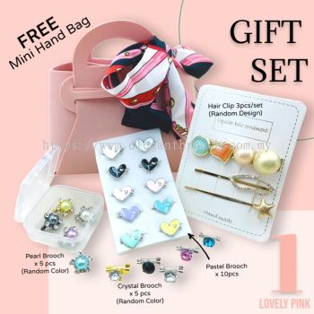 Elegant Brooch Surprise Idea Brooch Gift Set with European Style Bag Doorgift Set Fashion Hijab Accessories Women