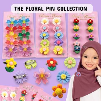 Elegant Brooch 10pcs Kerongsang Bunga Brooch Resin Flower Pin Tudung Budak F120