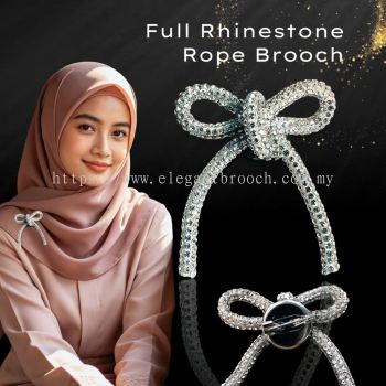 Elegant Brooch 1pc Keronsang Ribbon Fashion Shiny Rhinestone Rope Brooch Pin Tudung B3562R