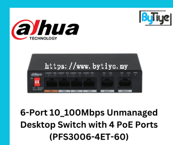 6-Port 10_100Mbps Unmanaged Desktop Switch with 4 PoE Ports (PFS3006-4ET-60)