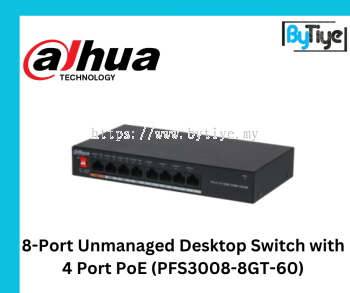 8-Port Unmanaged Desktop Switch with 4 Port PoE (PFS3008-8GT-60)
