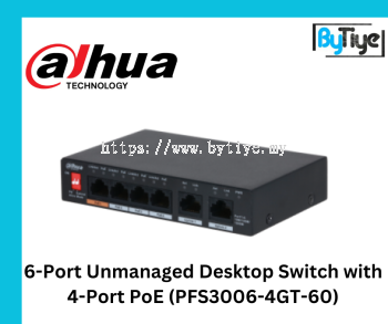 6-Port Unmanaged Desktop Switch with 4-Port PoE (PFS3006-4GT-60)