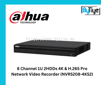 8 Channel 1U 2HDDs 4K & H.265 Pro Network Video Recorder (NVR5208-4KS2)