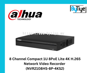 8 Channel Compact 1U 8PoE Lite 4K H.265 Network Video Recorder (NVR2108HS-8P-4KS2)