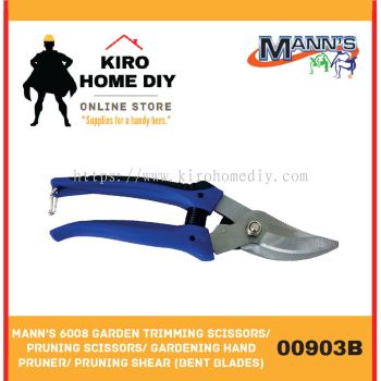 Mann's 6008 Garden Trimming Scissors/ Pruning Scissors/ Gardening Hand Pruner/ Pruning Shear (Bent Blades) - 00903B