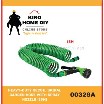 Heavy-Duty Recoil Spiral Garden Hose with Spray Nozzle (15M) - 00329A