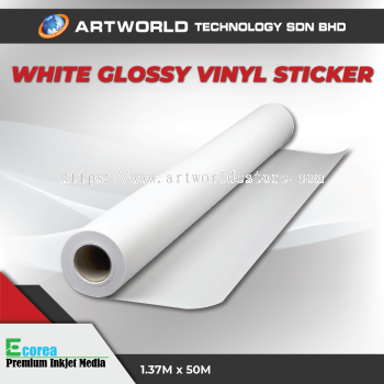 WHITE GLOSSY STICKER 1.37M X 50M