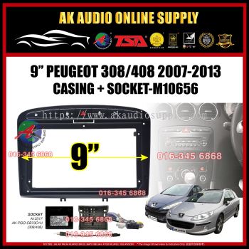 Peugeot 308 / 408 2007 - 2013  ( UV Black With Canbus ) Android player 9 Casing + Socket - M10656