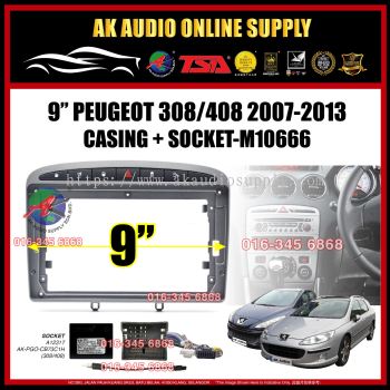 Peugeot 308 / 408 2007 - 2013 ( Grey With Canbus ) Android 9 inch Casing + Socket - M10666
