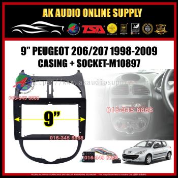 Peugeot 206 1998 - 2006 Android 9" Inch Casing + Socket - M10897