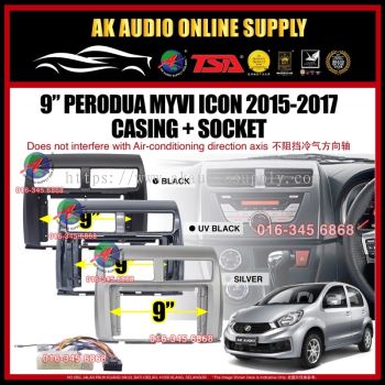 Perodua Myvi Icon 2015 - 2017 Android Player 9'' inch Casing + Socket