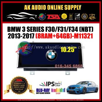 BMW 3 Series F30 / F31 / F34 2013 -17 [8Ram + 64GB] Blu-Ray Anti Glare Screen 10.25" Android Player - M11321