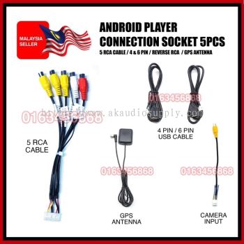 ANDROID PLAYER CONNECTION SOCKET  - 5 RCA CABLE , USB SLOT , GPS , ANTENNA