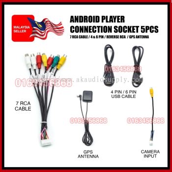 ANDROID PLAYER CONNECTION SOCKET  - 7 RCA CABLE , USB SLOT , GPS , ANTENNA