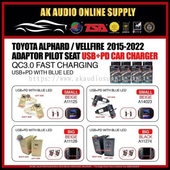 Toyota Alphard / Vellfire 2015 - 2022 Adaptor Pilot Seat USB +PD CAR CHARGER WITH BLUE LED (1PAIR/2PCS) BIG