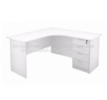 5' L-SHAPE OFFICE TABLE WITH FIXED PEDESTAL 4D (WHITE)