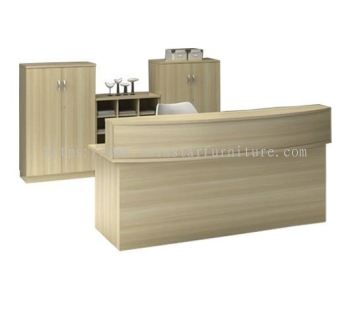 EXTON CURVE RECEPTION COUNTER TABLE C/W CABINET SET