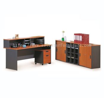 GENERAL RECEPTION COUNTER TABLE C/W CABINET SET