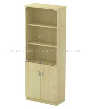 OLVA FULL HEIGHT WOODEN OFFICE FILING CABINET/CUPBOARD SWINGING GLASS DOOR AO-YGD 21