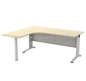 BERLIN 5 FEET L-SHAPE OFFICE TABLE WITH METAL POLE STAND