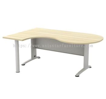 BERLIN 6 x 4 FEET L-SHAPE OFFICE TABLE WITH METAL POLE STAND ABL-66M