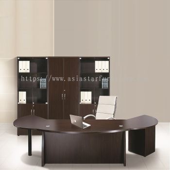 QAMAR EXECUTIVE DIRECTOR OFFICE TABLE WITH SIDE CONNECTION & CABINET SET AQX-180SW