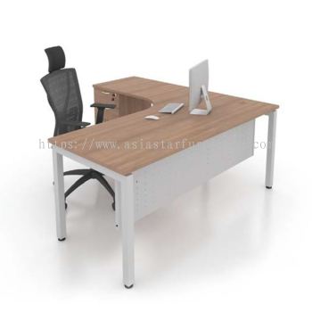 MUPHI 5 FEET L-SHAPE OFFICE TABLE WITH FIXED PEDESTAL 