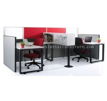 5 KAKI 2 KLUSTER BENTUK L PARTITION PEJABAT DENGAN KAKI BESI-O & KABINET - 2L26