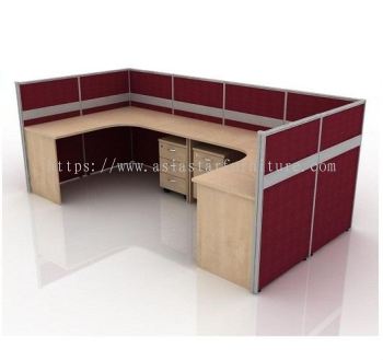 5 FEET CLUSTER OF 2 L-SHAPE FULL BOARD CUBICLE WORKSTATION WITH MOBILE PEDESTAL 3D - 2L20