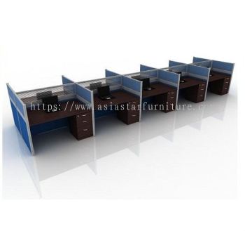 4 FEET CLUSTER OF 10 RECTANGULAR FULL BOARD & HALF POLYCARBONATE CUBICLE WORKSTATION PARTITION & FIXED PEDESTAL 2D1F - 10L5