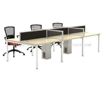 MUPHI 6 CLUSTER RECTANGULAR WORKSTATION WITH PARTITION DESKING PANEL, GLASS PANEL & WIRE RISER - 6PM3