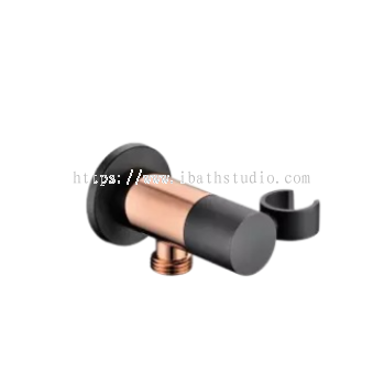 FELICE FLE 505B ANGLE VALVE C/W HOLDER MATTE BLACK + ROSE GOLD